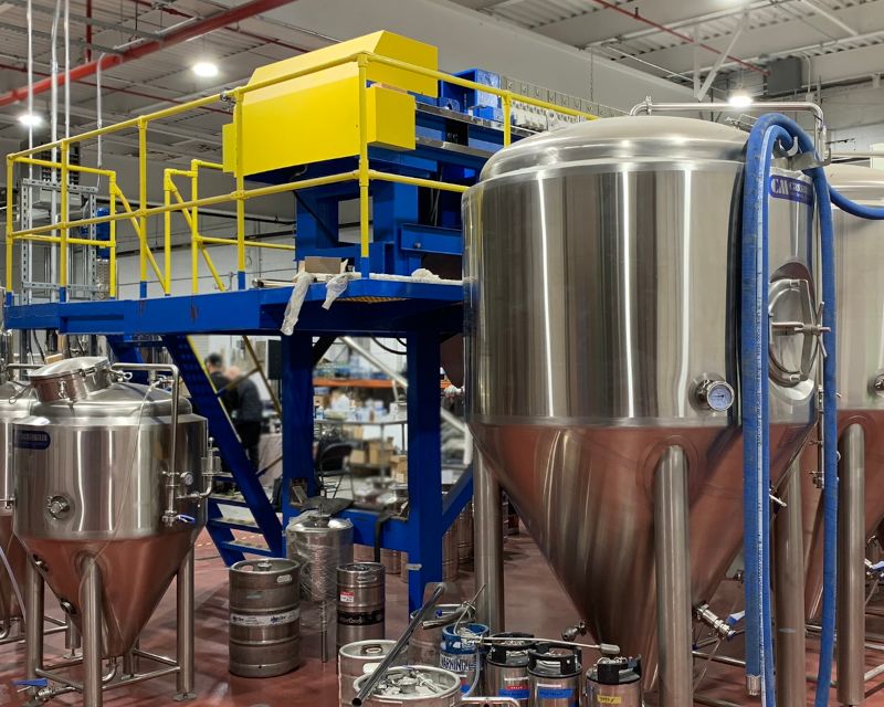 A fully automated mash filter brewer being installed - designed and engineered by The Engine Room